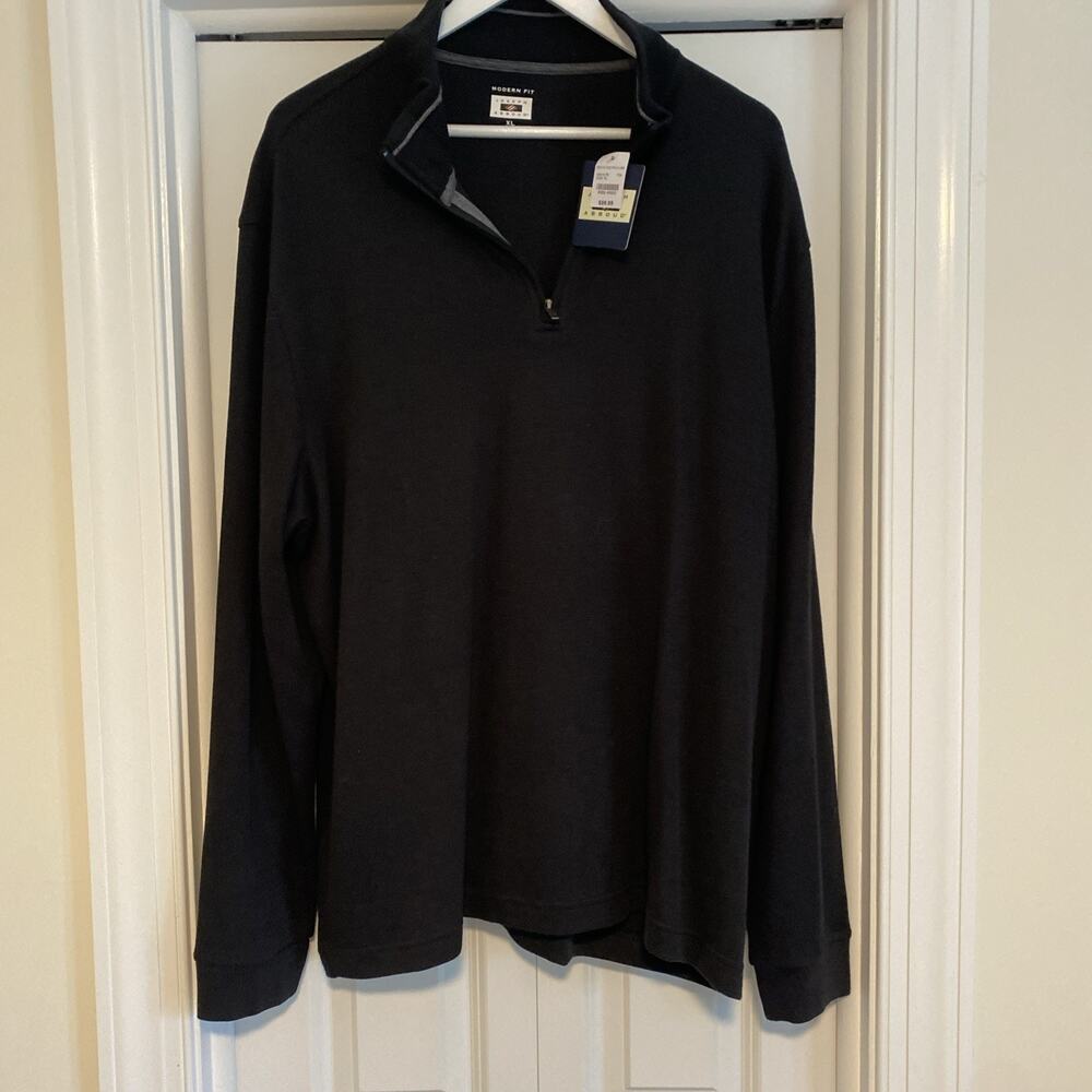 Joseph Abboud Quarter-Zip Sweatshirt Black XL Modern Fit NWT